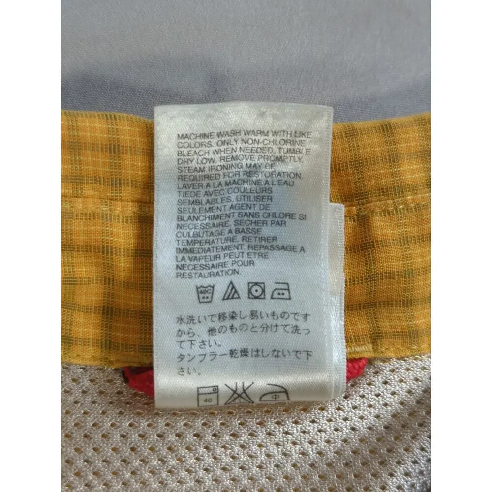 The North Face Mens XXL Yellow Short Sleeve Button Front Hiking Shirt Outdoor